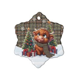 ScotsTee Shop Scottish Scott Green Weathered Clan Tartan Ceramic Ornament Cute Highland Cow Christmas