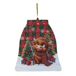 ScotsTee Shop Scottish Rattray Modern Clan Tartan Ceramic Ornament Cute Highland Cow Christmas