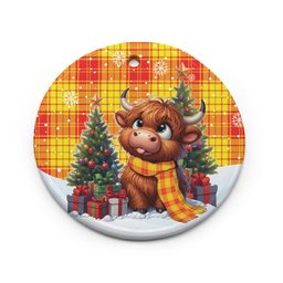 ScotsTee Shop Scottish MacMillan Clan Tartan Ceramic Ornament Cute Highland Cow Christmas