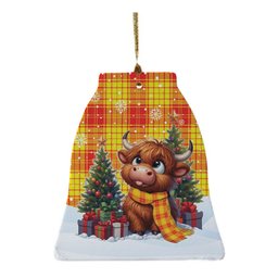 ScotsTee Shop Scottish MacMillan Clan Tartan Ceramic Ornament Cute Highland Cow Christmas