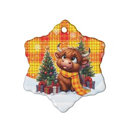 ScotsTee Shop Scottish MacMillan Clan Tartan Ceramic Ornament Cute Highland Cow Christmas