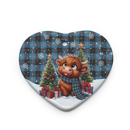 ScotsTee Shop Scottish Angus Ancient Clan Tartan Ceramic Ornament Cute Highland Cow Christmas
