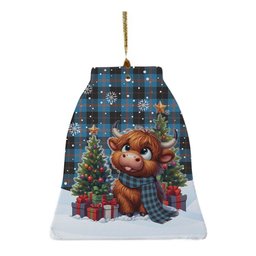 ScotsTee Shop Scottish Angus Ancient Clan Tartan Ceramic Ornament Cute Highland Cow Christmas