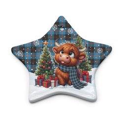 ScotsTee Shop Scottish Angus Ancient Clan Tartan Ceramic Ornament Cute Highland Cow Christmas