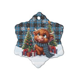 ScotsTee Shop Scottish Angus Ancient Clan Tartan Ceramic Ornament Cute Highland Cow Christmas
