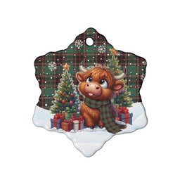ScotsTee Shop Scottish Buchan Ancient Clan Tartan Ceramic Ornament Cute Highland Cow Christmas