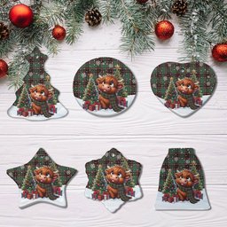 ScotsTee Shop Scottish Buchan Ancient Clan Tartan Ceramic Ornament Cute Highland Cow Christmas