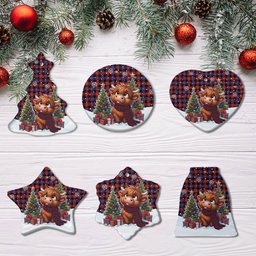ScotsTee Shop Scottish Brown Modern Clan Tartan Ceramic Ornament Cute Highland Cow Christmas