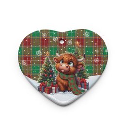 ScotsTee Shop Scottish Baxter Modern Clan Tartan Ceramic Ornament Cute Highland Cow Christmas