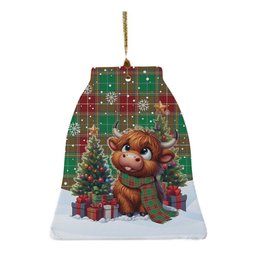 ScotsTee Shop Scottish Baxter Modern Clan Tartan Ceramic Ornament Cute Highland Cow Christmas