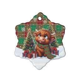 ScotsTee Shop Scottish Baxter Modern Clan Tartan Ceramic Ornament Cute Highland Cow Christmas