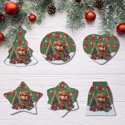 ScotsTee Shop Scottish Baxter Modern Clan Tartan Ceramic Ornament Cute Highland Cow Christmas