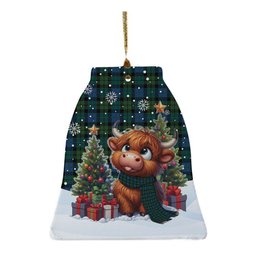 ScotsTee Shop Scottish MacKay Modern Clan Tartan Ceramic Ornament Cute Highland Cow Christmas
