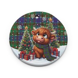 ScotsTee Shop Scottish Adam Clan Tartan Ceramic Ornament Cute Highland Cow Christmas