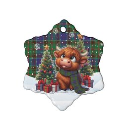 ScotsTee Shop Scottish Adam Clan Tartan Ceramic Ornament Cute Highland Cow Christmas