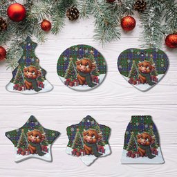 ScotsTee Shop Scottish Adam Clan Tartan Ceramic Ornament Cute Highland Cow Christmas