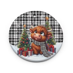 ScotsTee Shop Scottish Scott Black & White Modern Clan Tartan Ceramic Ornament Cute Highland Cow Christmas