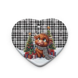 ScotsTee Shop Scottish Scott Black & White Modern Clan Tartan Ceramic Ornament Cute Highland Cow Christmas