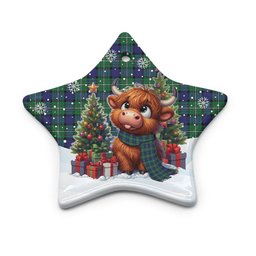 ScotsTee Shop Scottish Alexander Clan Tartan Ceramic Ornament Cute Highland Cow Christmas