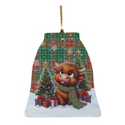 ScotsTee Shop Scottish Muirhead Clan Tartan Ceramic Ornament Cute Highland Cow Christmas