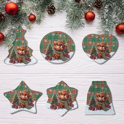 ScotsTee Shop Scottish Muirhead Clan Tartan Ceramic Ornament Cute Highland Cow Christmas