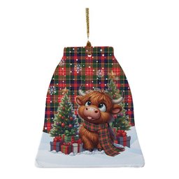ScotsTee Shop Scottish Christie Clan Tartan Ceramic Ornament Cute Highland Cow Christmas