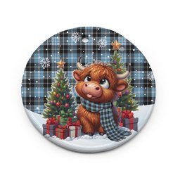 ScotsTee Shop Scottish Clark Ancient Clan Tartan Ceramic Ornament Cute Highland Cow Christmas