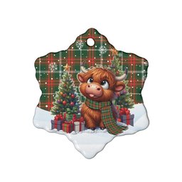 ScotsTee Shop Scottish Prince of Wales Clan Tartan Ceramic Ornament Cute Highland Cow Christmas