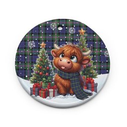 ScotsTee Shop Scottish Baird Modern Clan Tartan Ceramic Ornament Cute Highland Cow Christmas