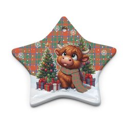 ScotsTee Shop Scottish MacKintosh Ancient Clan Tartan Ceramic Ornament Cute Highland Cow Christmas