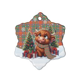 ScotsTee Shop Scottish MacKintosh Ancient Clan Tartan Ceramic Ornament Cute Highland Cow Christmas