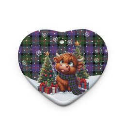 ScotsTee Shop Scottish Blair Modern Clan Tartan Ceramic Ornament Cute Highland Cow Christmas