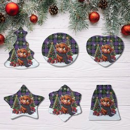 ScotsTee Shop Scottish Blair Modern Clan Tartan Ceramic Ornament Cute Highland Cow Christmas