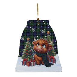 ScotsTee Shop Scottish Campbell Modern Clan Tartan Ceramic Ornament Cute Highland Cow Christmas