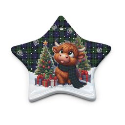 ScotsTee Shop Scottish Campbell Modern Clan Tartan Ceramic Ornament Cute Highland Cow Christmas