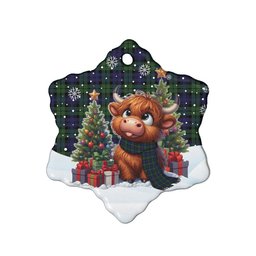 ScotsTee Shop Scottish Campbell Modern Clan Tartan Ceramic Ornament Cute Highland Cow Christmas