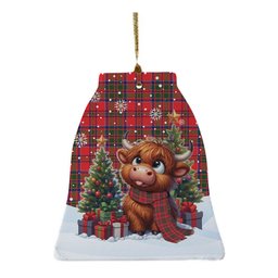 ScotsTee Shop Scottish MacKillop Clan Tartan Ceramic Ornament Cute Highland Cow Christmas