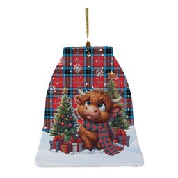 ScotsTee Shop Scottish MacTavish Modern Clan Tartan Ceramic Ornament Cute Highland Cow Christmas