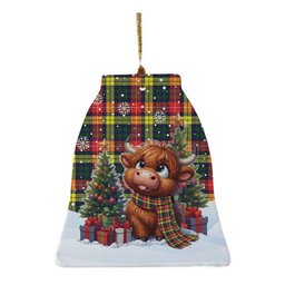 ScotsTee Shop Scottish Buchanan Modern Clan Tartan Ceramic Ornament Cute Highland Cow Christmas