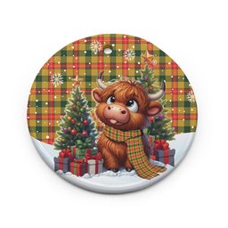 ScotsTee Shop Scottish Baxter Clan Tartan Ceramic Ornament Cute Highland Cow Christmas