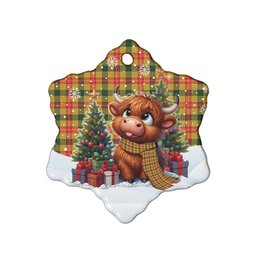 ScotsTee Shop Scottish Baxter Clan Tartan Ceramic Ornament Cute Highland Cow Christmas