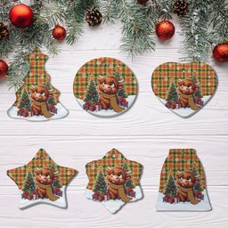 ScotsTee Shop Scottish Baxter Clan Tartan Ceramic Ornament Cute Highland Cow Christmas