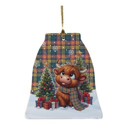 ScotsTee Shop Scottish Buchanan Ancient Clan Tartan Ceramic Ornament Cute Highland Cow Christmas