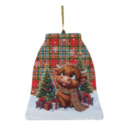 ScotsTee Shop Scottish Chattan Clan Tartan Ceramic Ornament Cute Highland Cow Christmas