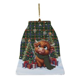 ScotsTee Shop Scottish Bisset Clan Tartan Ceramic Ornament Cute Highland Cow Christmas