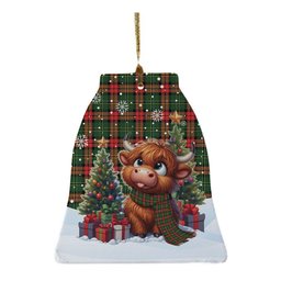 ScotsTee Shop Scottish Blackstock Clan Tartan Ceramic Ornament Cute Highland Cow Christmas