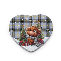 ScotsTee Shop Scottish Bell of the Borders Clan Tartan Ceramic Ornament Cute Highland Cow Christmas