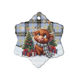 ScotsTee Shop Scottish Bell of the Borders Clan Tartan Ceramic Ornament Cute Highland Cow Christmas