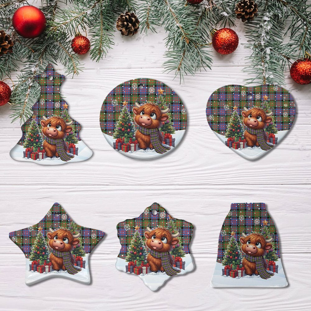 ScotsTee Shop Scottish Carnegie Ancient Clan Tartan Ceramic Ornament Cute Highland Cow Christmas