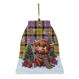 ScotsTee Shop Scottish Culloden Ancient Clan Tartan Ceramic Ornament Cute Highland Cow Christmas